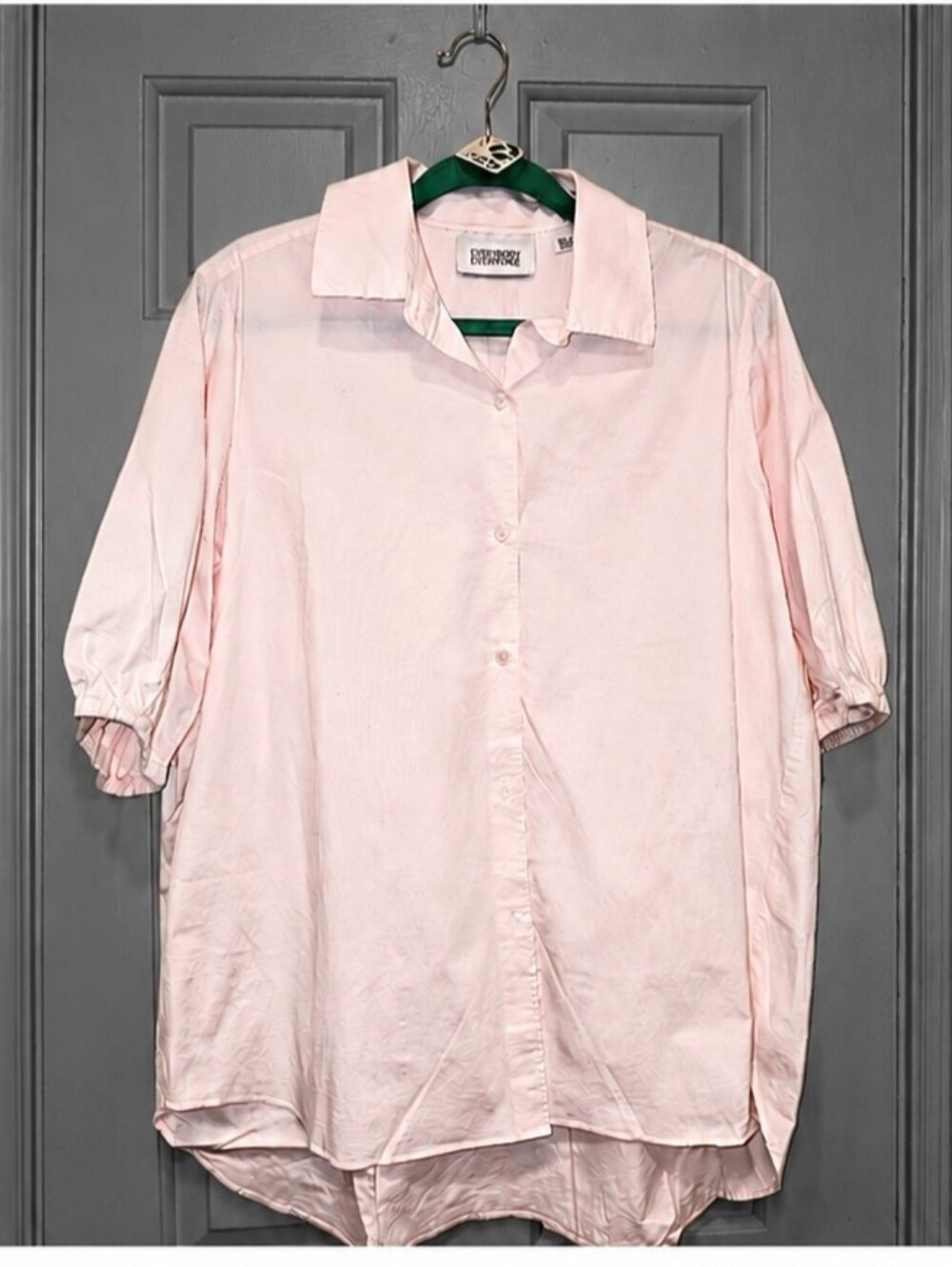Everybody & Everyone Puff‑Sleeve Baby Pink Button‑Up – Size 16 - RARE! (NWOT)